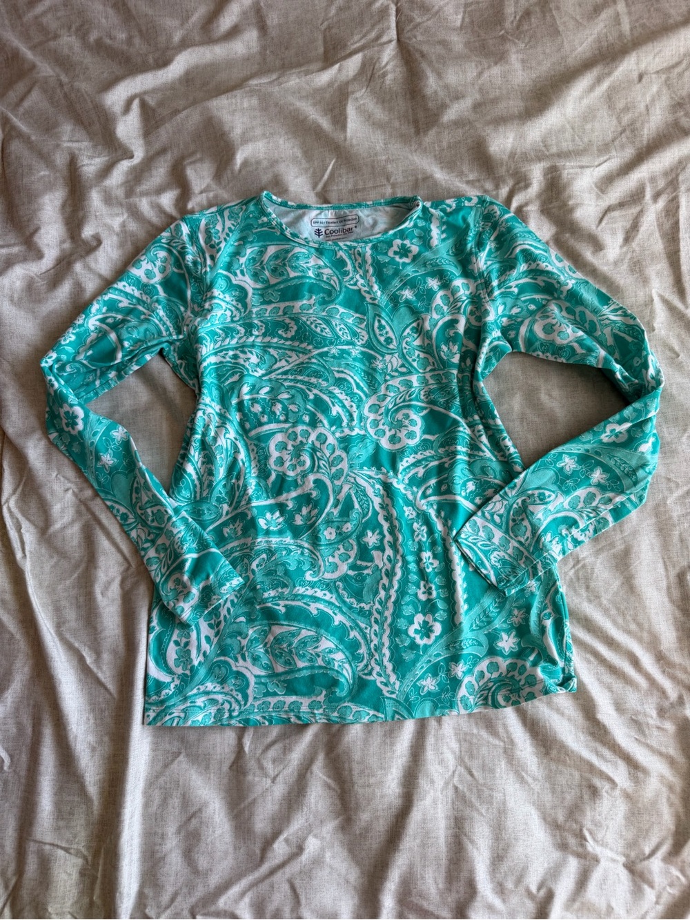 Coolibar Morada UPF 50+ Blue Paisley Long Sleeve Top (XS)